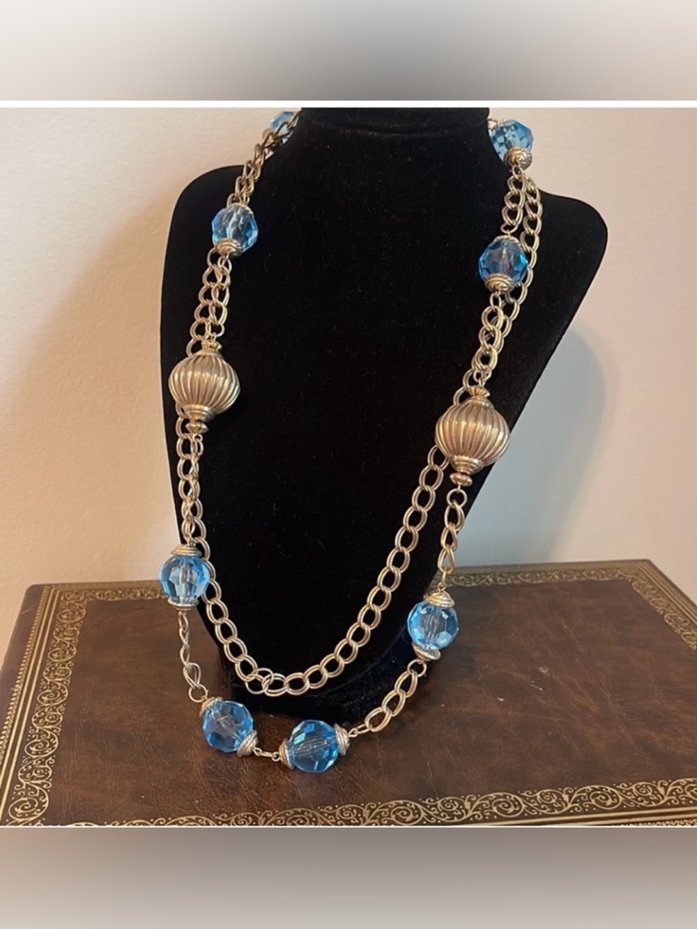 Vintage Blue Glass Beaded Necklace